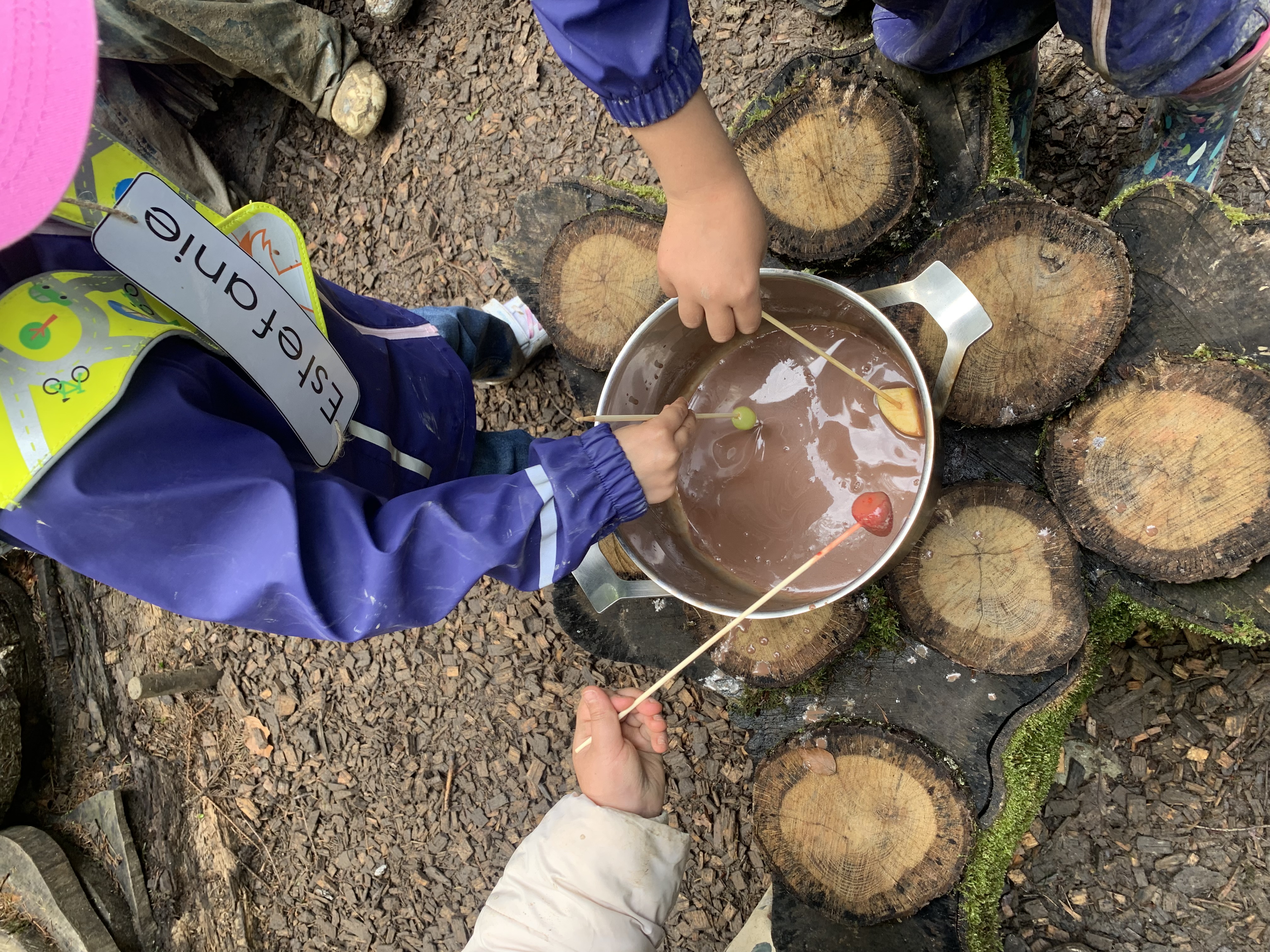 Ecole en forêt - fondue au chocolat